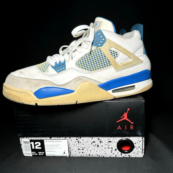 Size 12 - Nike Air Jordan 4 Retro Military Blue 2012 Men's Shoes - Picture 10 of 10